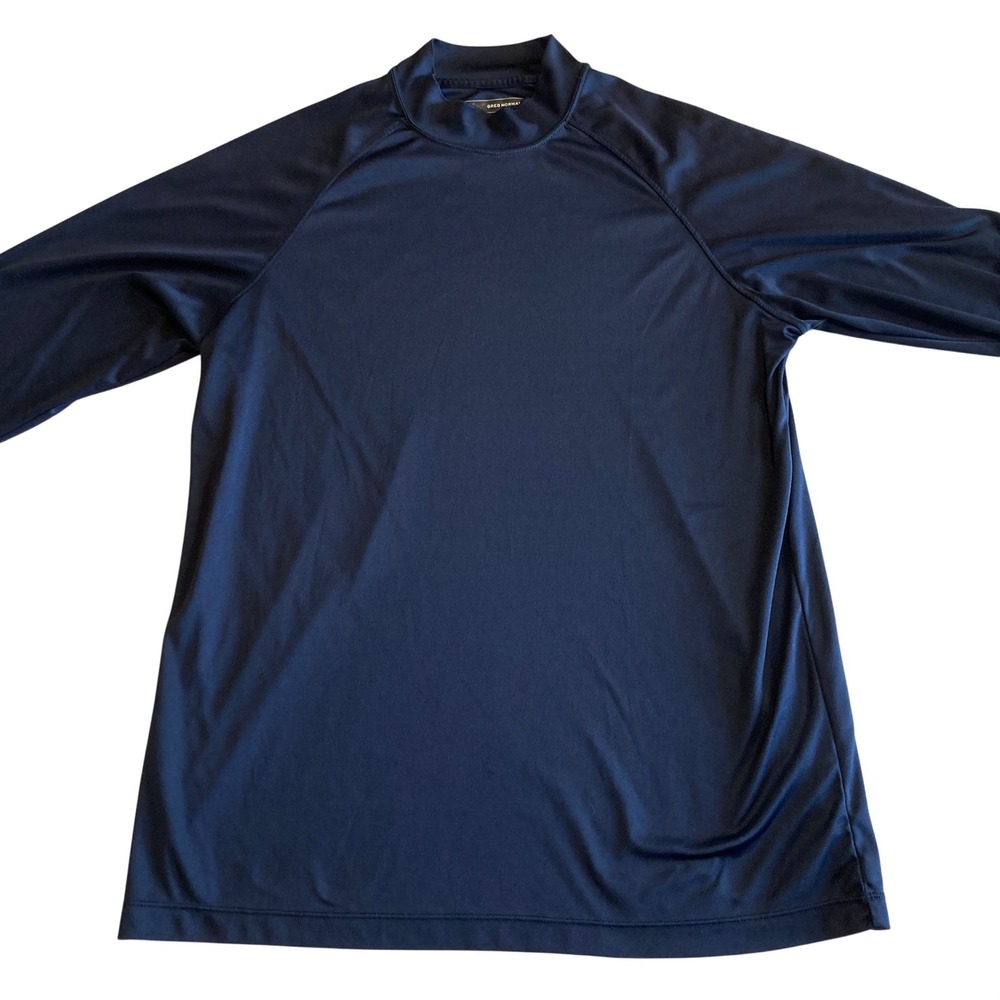Greg Norman Play Dry Mens M Navy Blue Mock Neck‎ Long Sleeve Performance Shirt